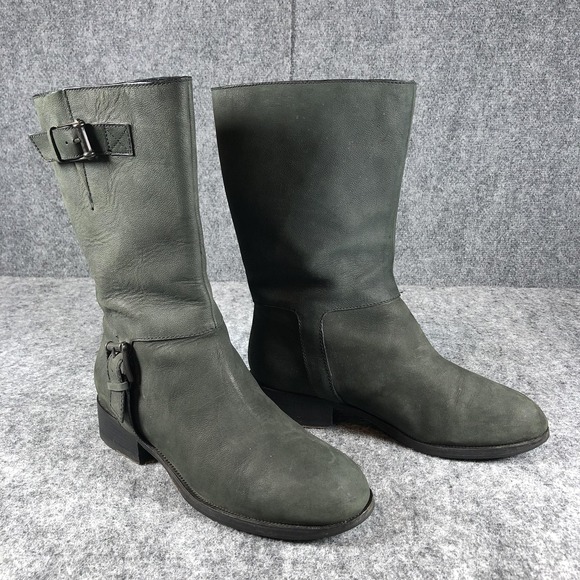 Cole Haan Shoes - Cole Haan leora Harness Boots Women's 10B Green Leather Mid Calf Buckle Strap